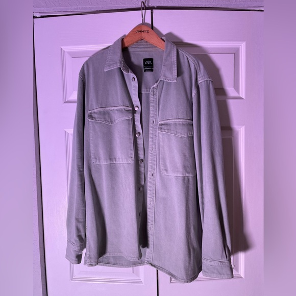 Zara Men’s Denim Shirt Jacket - Sage - Size XL - Picture 1 of 4